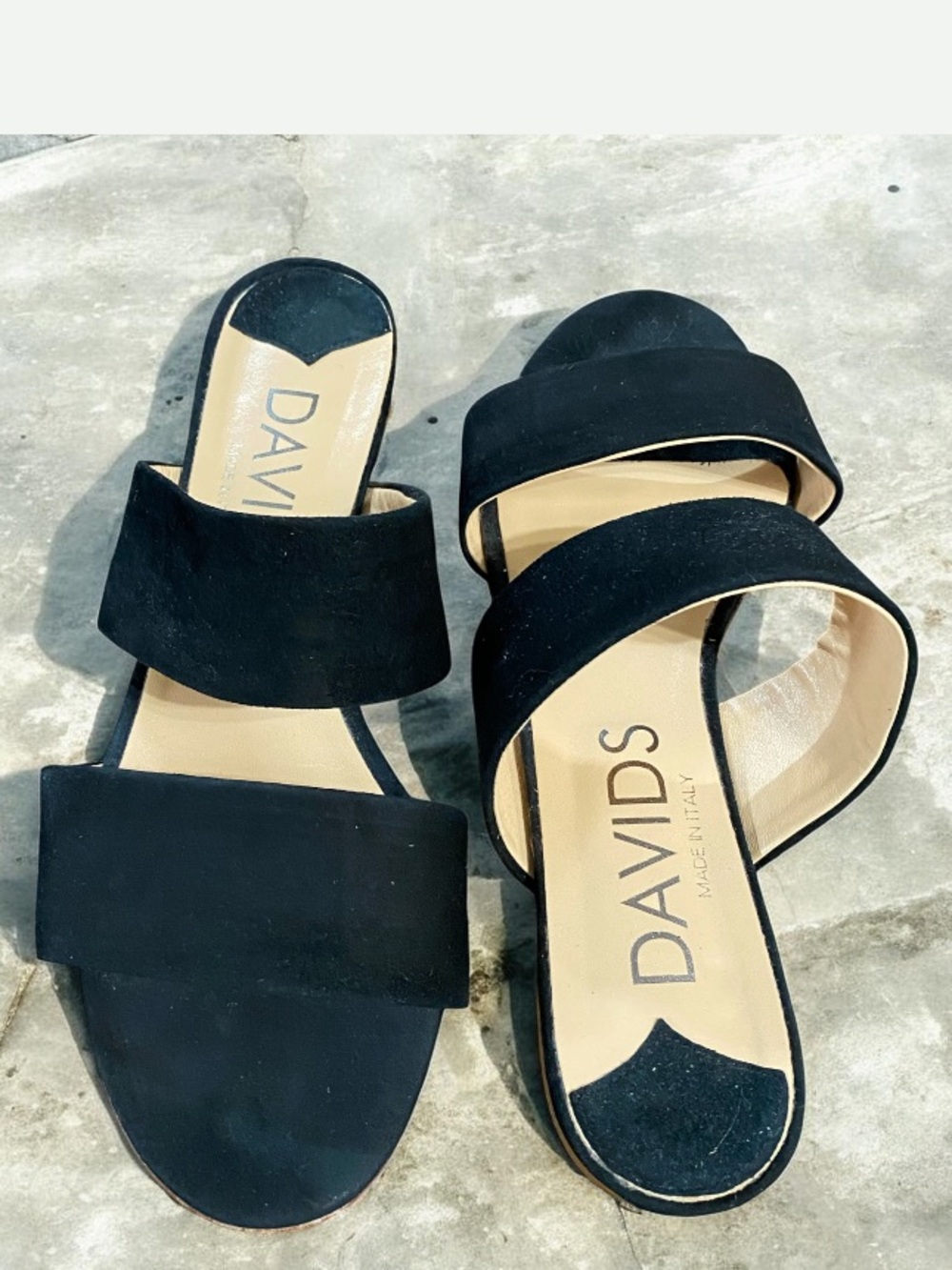 Davids Italian Made Black Suede Sandals Size 37.5